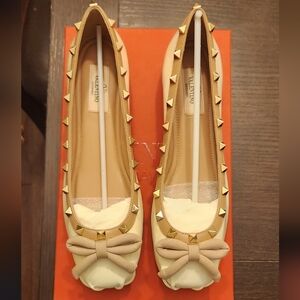 Valentino Garavani Cream Studded Ballet Flats